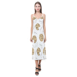 Sketch style cookie pattern V-Neck Open Fork Long Dress