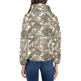 Monkey tropical leaves background Women's Padded Hooded Jacket