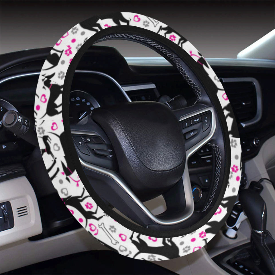 Greyhound Pattern Print Design 02 Car Steering Wheel Cover