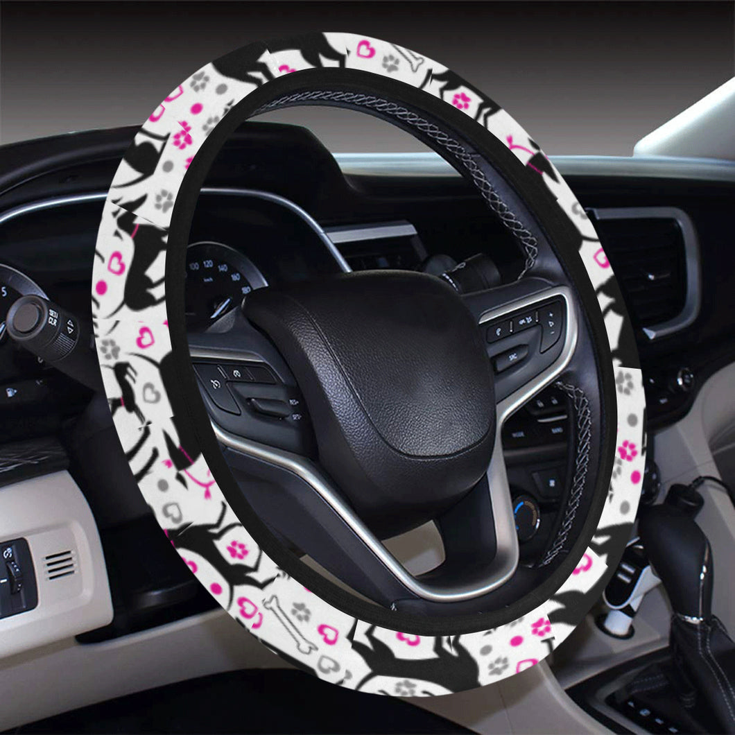 Greyhound Pattern Print Design 02 Car Steering Wheel Cover