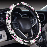 Greyhound Pattern Print Design 02 Car Steering Wheel Cover