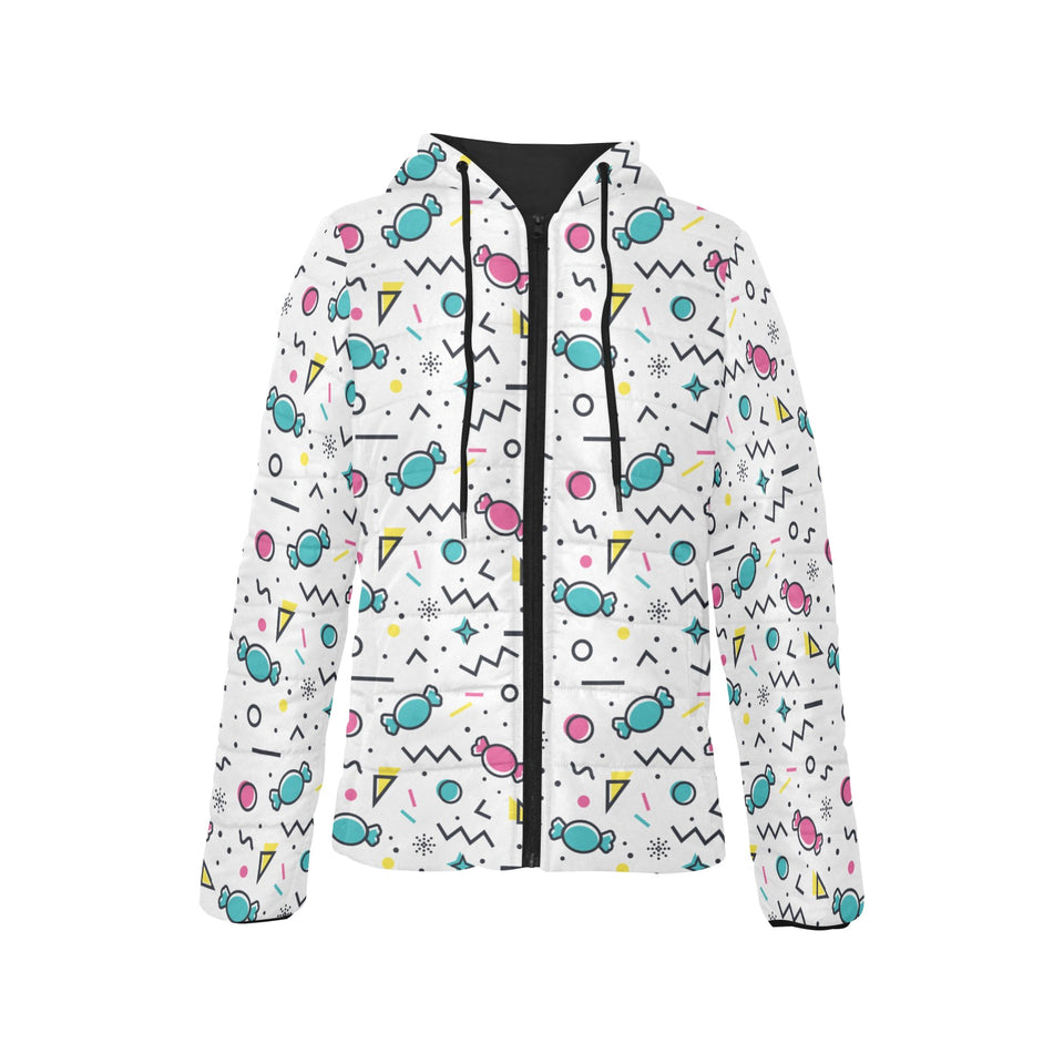 Candy design pattern Women's Padded Hooded Jacket