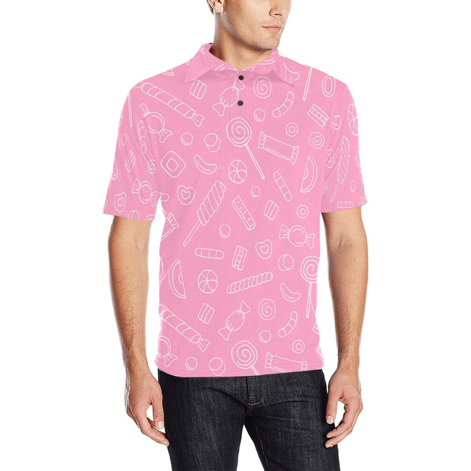 Sweet candy pink background Men's All Over Print Polo Shirt