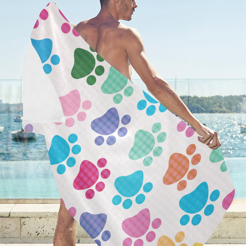 Dog Paws Pattern Print Design 01 Beach Towel