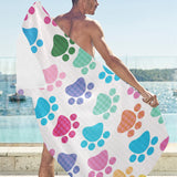 Dog Paws Pattern Print Design 01 Beach Towel