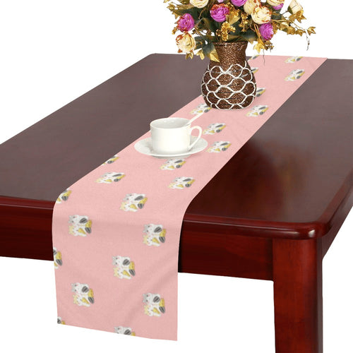 Cute hamster cheese pattern pink background Table Runner