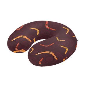 Boomerang Australian aboriginal ornament circle bl U-Shaped Travel Neck Pillow