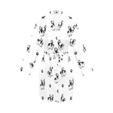 Cute french bulldog paw pattern Women's Long Sleeve Belted Night Robe