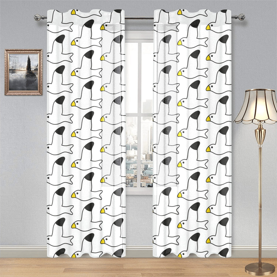 Seagull Pattern Print Design 05 Gauze Curtain