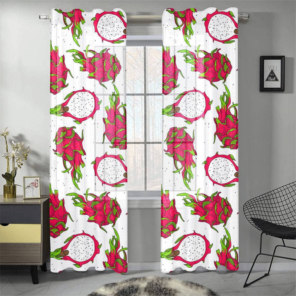 dragon fruits white background Gauze Curtain