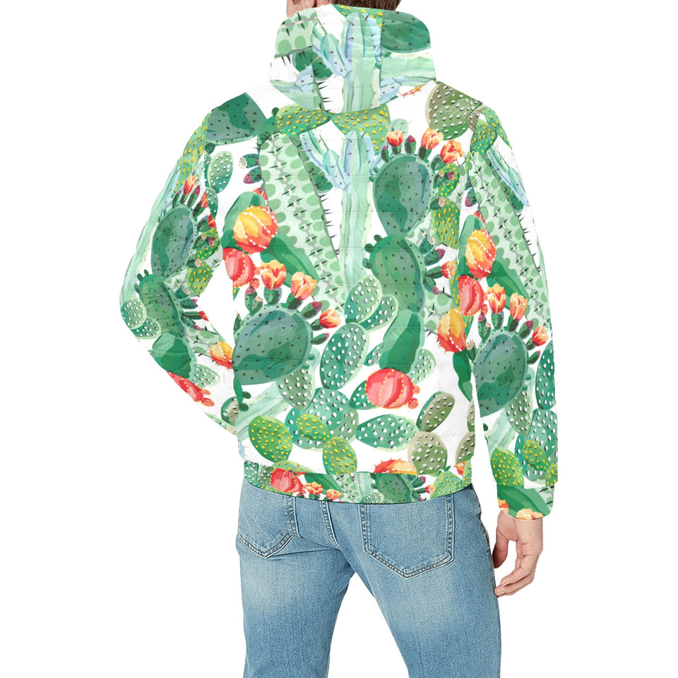Cactus design pattern copy Men's Padded Hooded Jacket