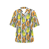 papaya design pattern Women's All Over Print Hawaiian Shirt