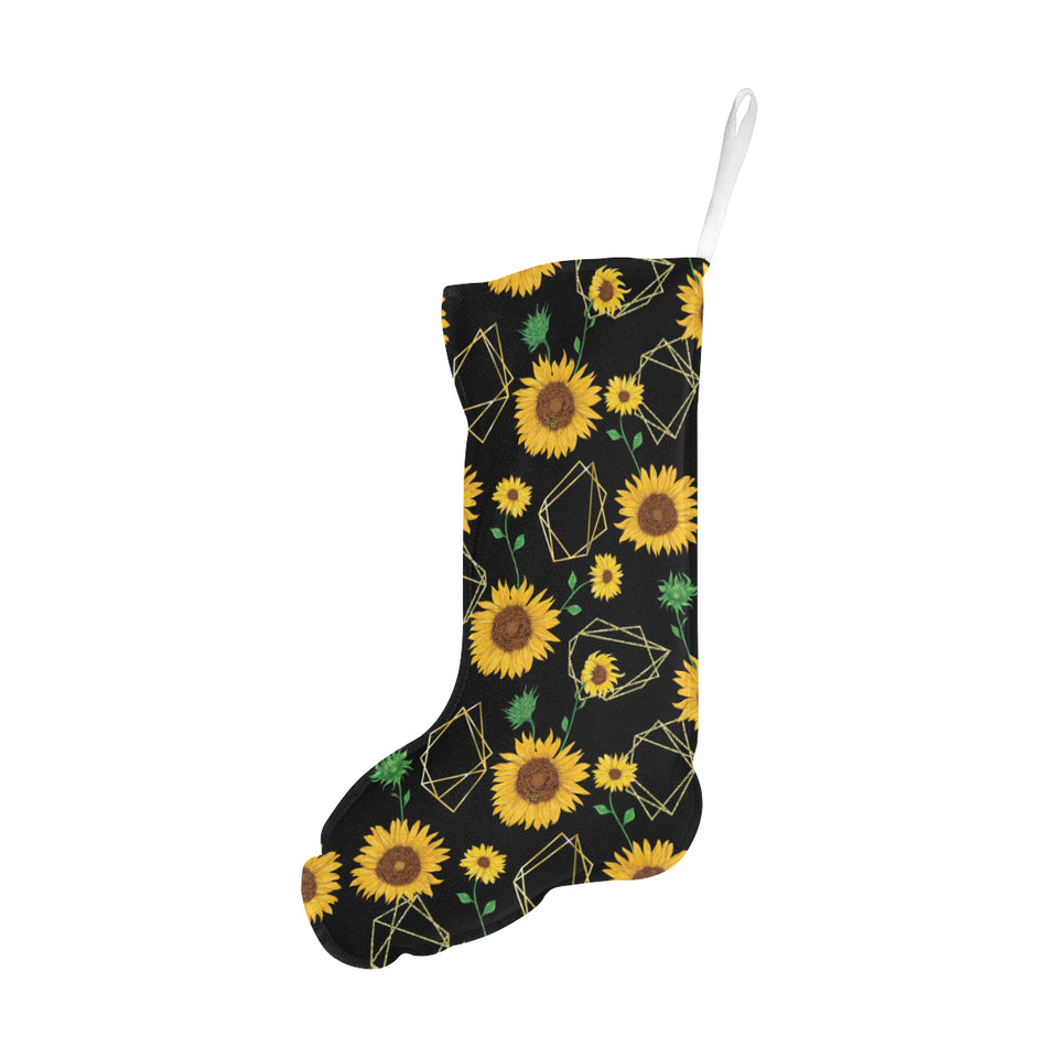 sunflower golden polygonal shapes Christmas Stocking