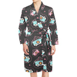 Camera Pattern Print Design 04 Men's Long Sleeve Belted Night Robe