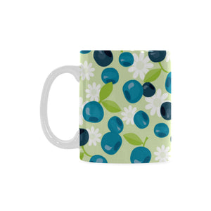 blueberry flower pattern Classical White Mug (Fulfilled In US)