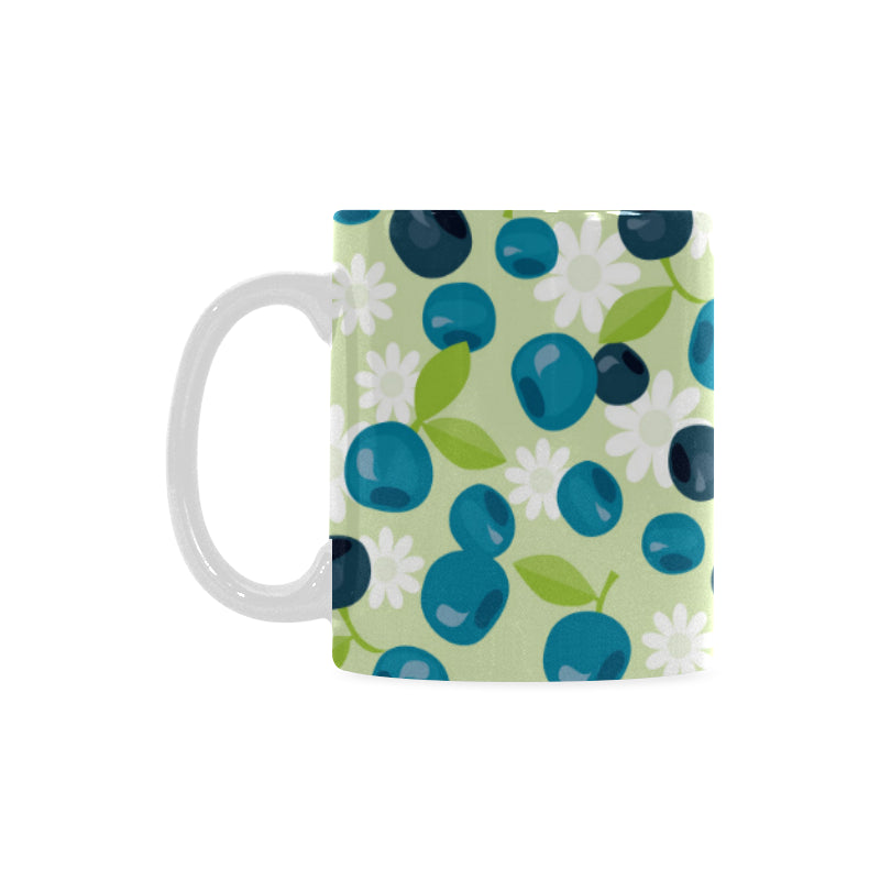 blueberry flower pattern Classical White Mug (Fulfilled In US)