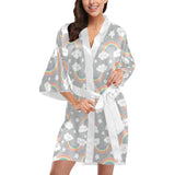 Cute rainbow clound star pattern Women's Short Kimono Robe