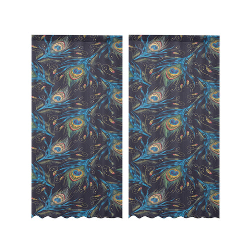 Beautiful peacock feather pattern Gauze Curtain