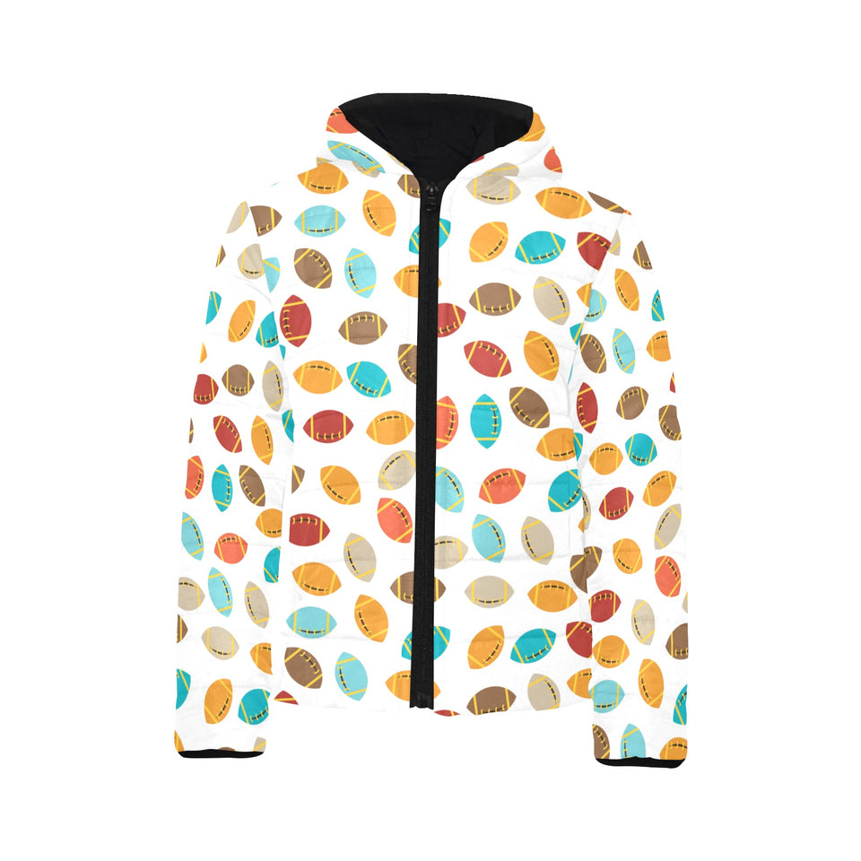 Colorful american football ball pattern Kids' Boys' Girls' Padded Hooded Jacket