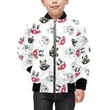 French bulldog cup paw pattern Kids' Boys' Girls' Bomber Jacket