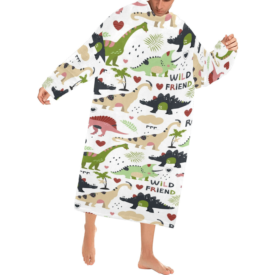 Cute dinosaurs pattern Blanket Robe with Sleeves