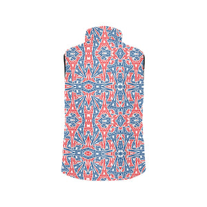 Blue Red Eiffel Tower Pattern Print Design 02 Women's Padded Vest