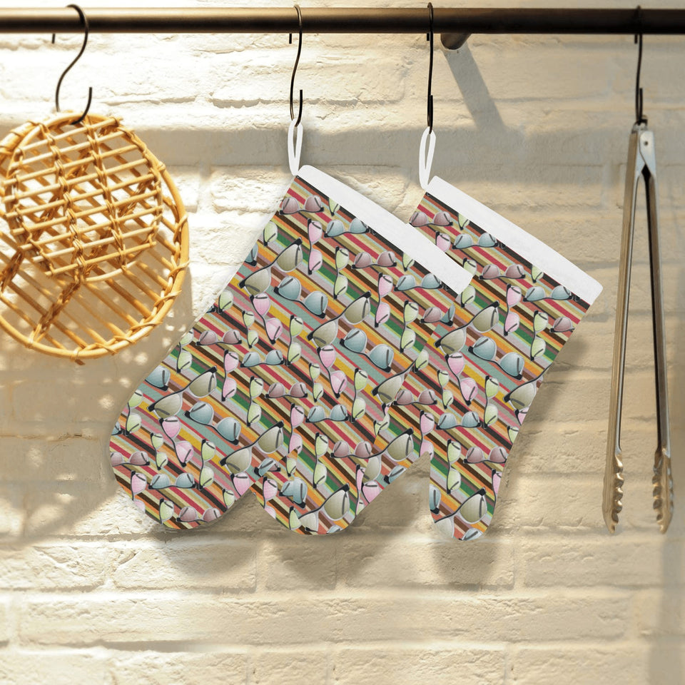 Sun Glasses Pattern Print Design 02 Heat Resistant Oven Mitts