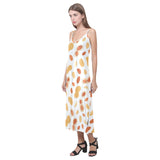 peanuts pattern V-Neck Open Fork Long Dress