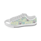 French bulldog hawaii blackground Men's Low Top Shoes White