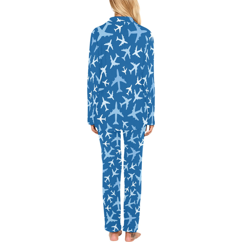 Airplane pattern in the sky Women's Long Pajama Set