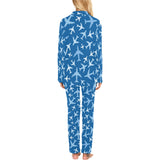 Airplane pattern in the sky Women's Long Pajama Set