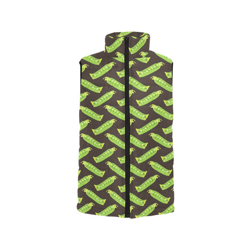 Green Peas Pattern Print Design 05 Women's Padded Vest