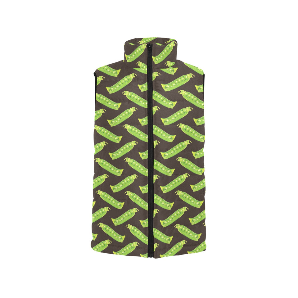 Green Peas Pattern Print Design 05 Women's Padded Vest