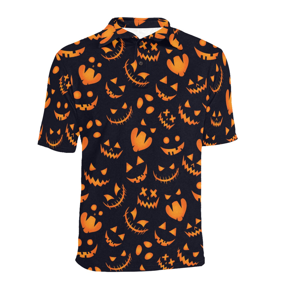 Halloween pattern Pumpkin background Men's All Over Print Polo Shirt