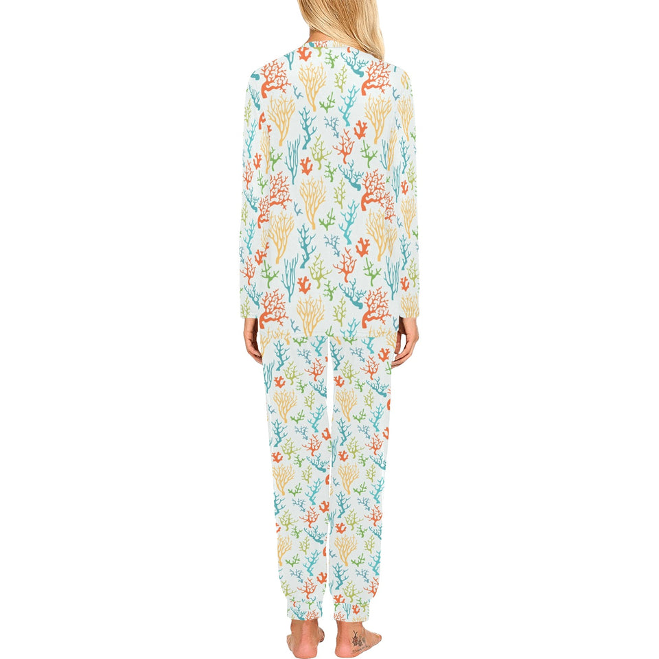 Coral Reef Pattern Print Design 02 Women's All Over Print Pajama Set