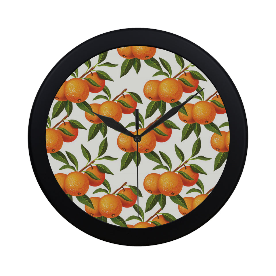 Oranges pattern background Elegant Black Wall Clock