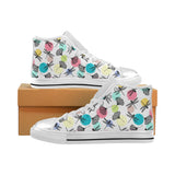 Dragonflies ginkgo leaves pattern Women's High Top Canvas Shoes White