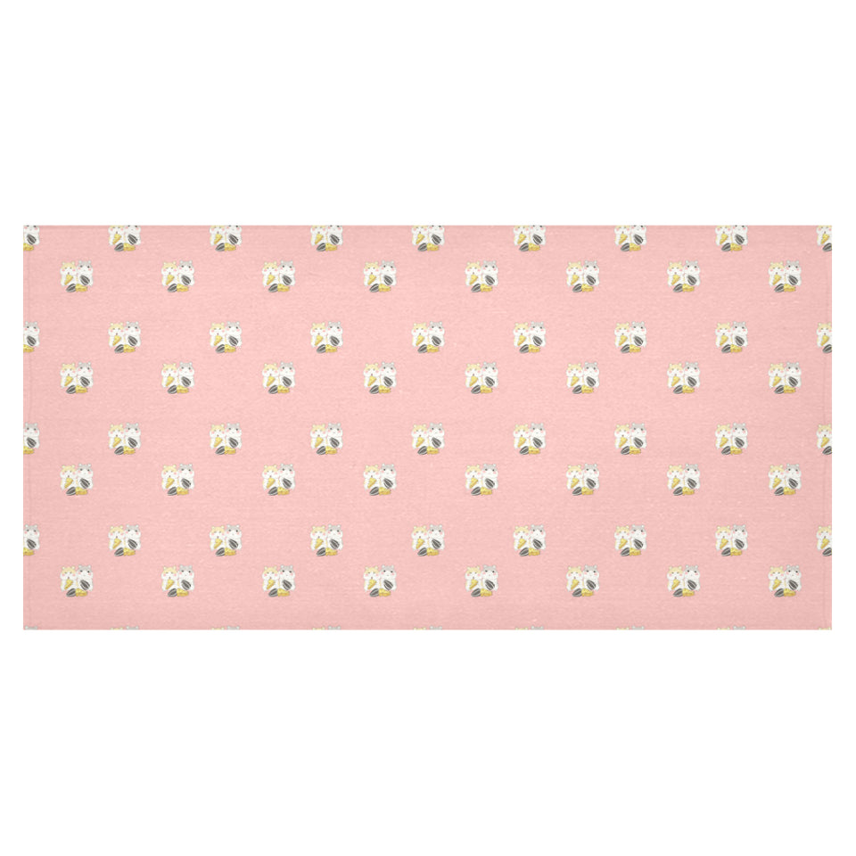 Cute hamster cheese pattern pink background Tablecloth