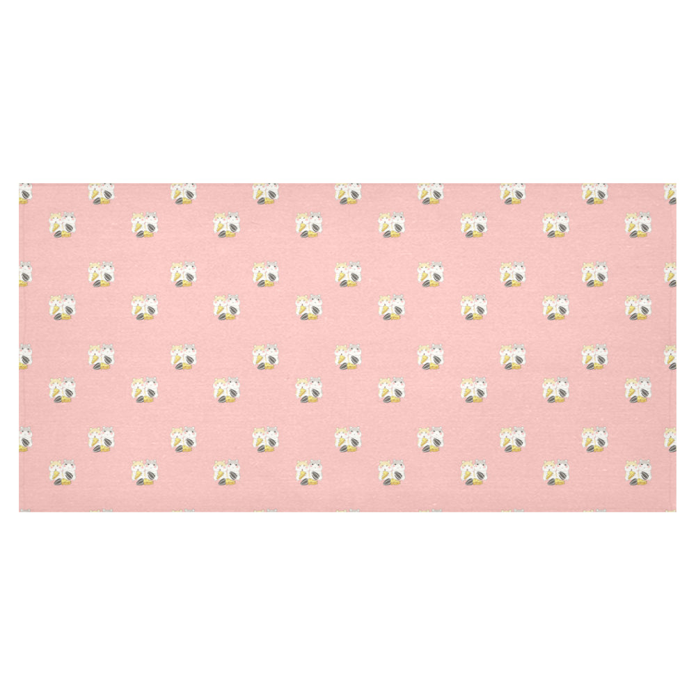 Cute hamster cheese pattern pink background Tablecloth