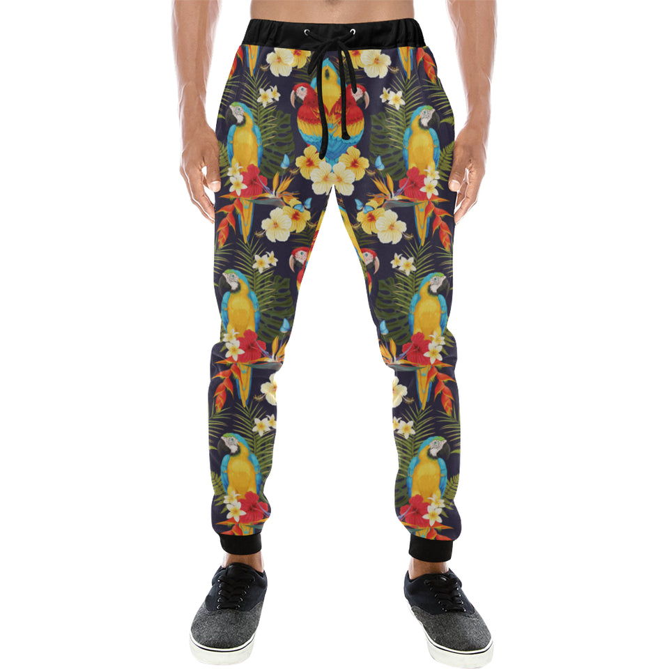 Colorful parrot flower pattern Unisex Casual Sweatpants