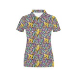 Cute yellow monkey leaves pattern Women's All Over Print Polo Shirt
