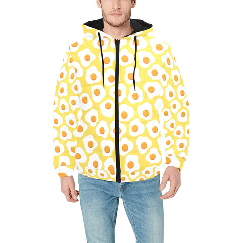 Fried Eggs Pattern Print Design 05 Men's Padded Hooded Jacket