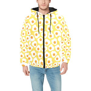 Fried Eggs Pattern Print Design 05 Men's Padded Hooded Jacket