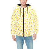 Fried Eggs Pattern Print Design 05 Men's Padded Hooded Jacket