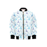 Blue Eiffel Tower Theme Pattern Print Design 01 Kids' Boys' Girls' Bomber Jacket