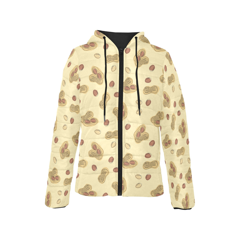 peanuts design pattern Women's Padded Hooded Jacket