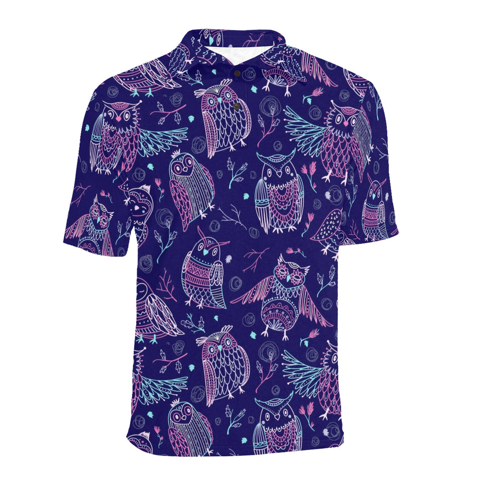 Cute owls pattern boho style ornament Men's All Over Print Polo Shirt