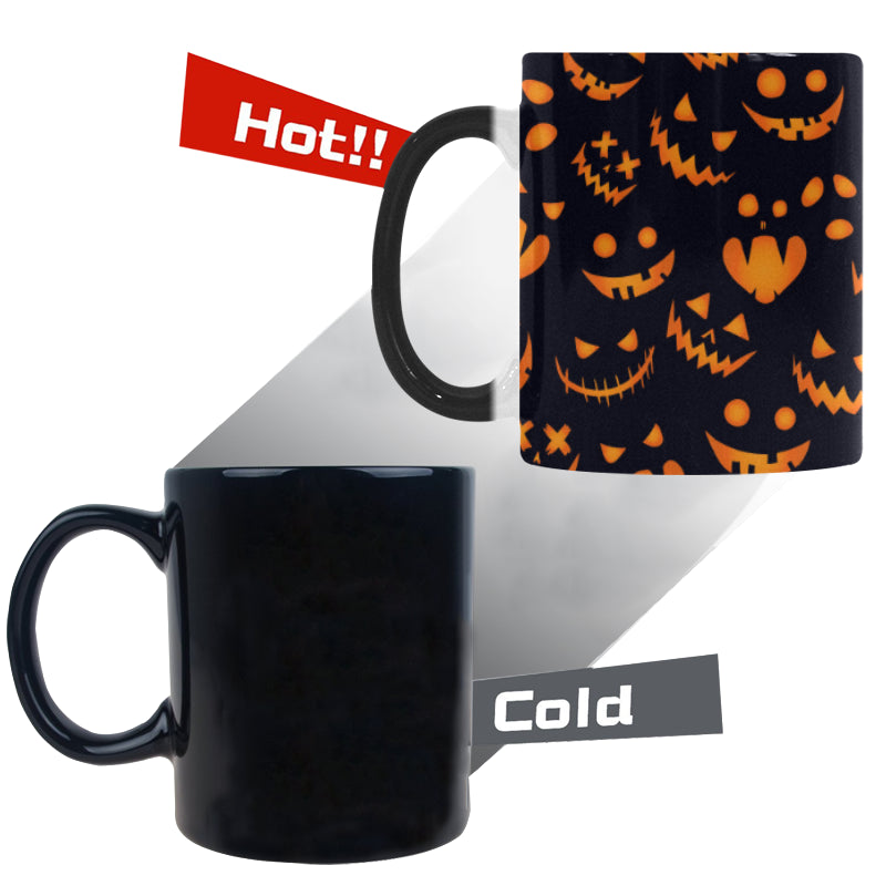 Halloween pattern Pumpkin background Morphing Mug Heat Changing Mug