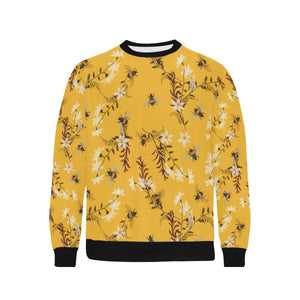 Bee flower pattern Men's Crew Neck Sweatshirt