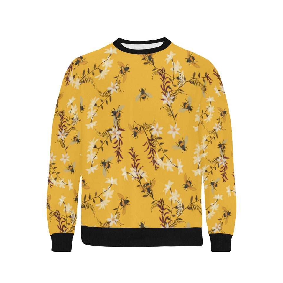 Bee flower pattern Men's Crew Neck Sweatshirt